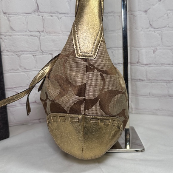 Coach Ergo Signature Jacquard Pleated Brown Canvas Hobo Metallic C0882-12227 - Picture 9 of 16